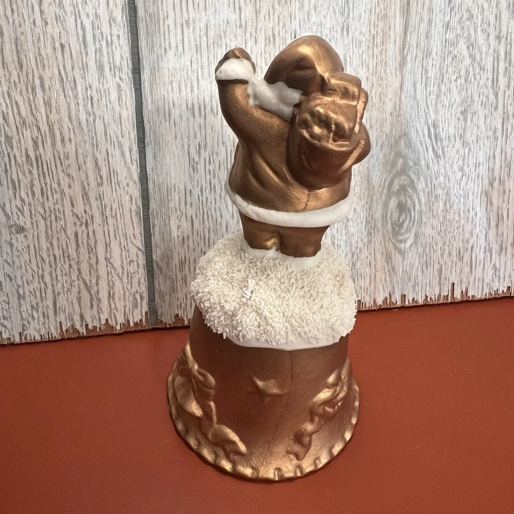 Vintage World Bazaars Inc. Holiday Collection Gold Suited Porcelain Santa‎ Bell